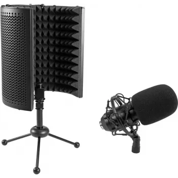 Lielas diafragmas kondensatora mikrofonu komplekts Omnitronic CM-78MK2 ar galda mikrofonu absorbcijas sistēmu AS-04