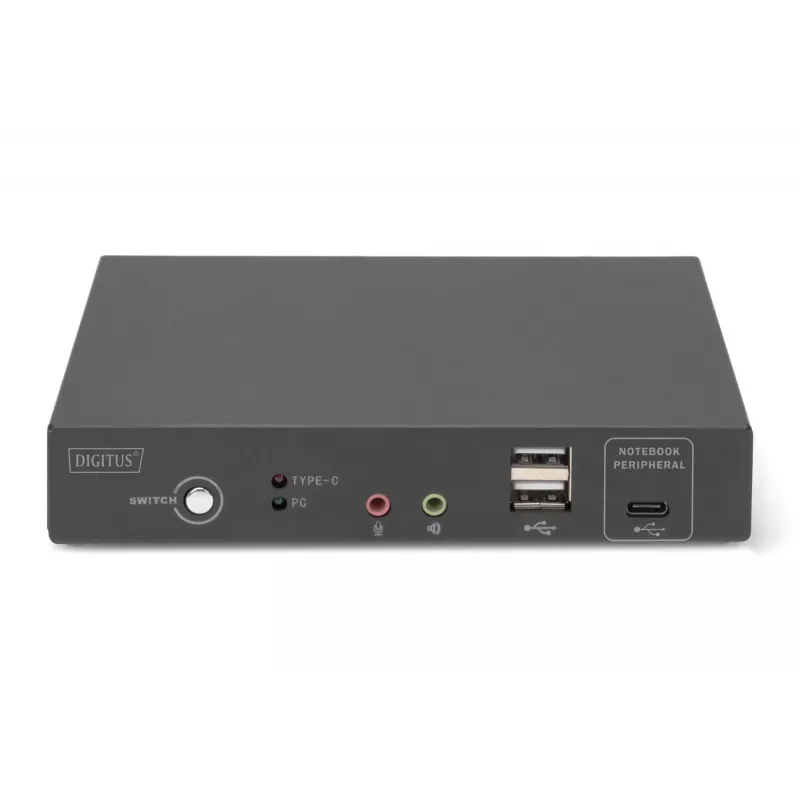 DIGITUS DS-12901 - KVM-/Audio-/USB slēdzis - 4K 30 Hz, USB-C/USB/HDMI ieeja, HDMI izeja, tīkls