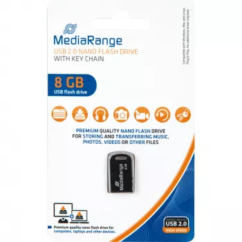 MediaRange Nano - USB zibatmiņa - 8 GB - USB2.0 - Melna (MR920)