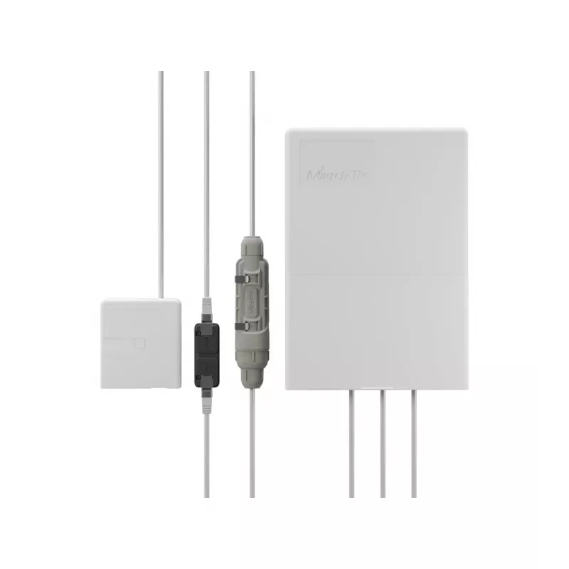 PoE inžektors MikroTik GPEN21 ar SFP atbalstu, Gigabit Ethernet (10/100/1000 Mbps), 2 RJ-45 pieslēgvietas, balts, 12–57 V ieeja