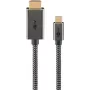 Goobay USB-C uz HDMI pītais kabelis 4K @ 60 Hz, 3 m, melns, sudrabots — spraudnis> (75701)