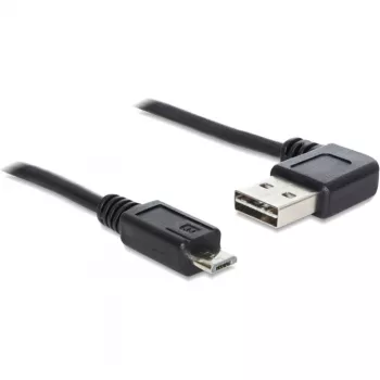 Delock Easy — USB kabelis — USB (M) leņķveida pa kreisi/pa labi, atgriezenisks uz Micro-USB Type B (M) taisns — USB 2.0 — 50 cm — melns (85163)