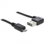 Delock Easy — USB kabelis — USB (M) leņķveida pa kreisi/pa labi, atgriezenisks uz Micro-USB Type B (M) taisns — USB 2.0 — 50 cm — melns (85163)