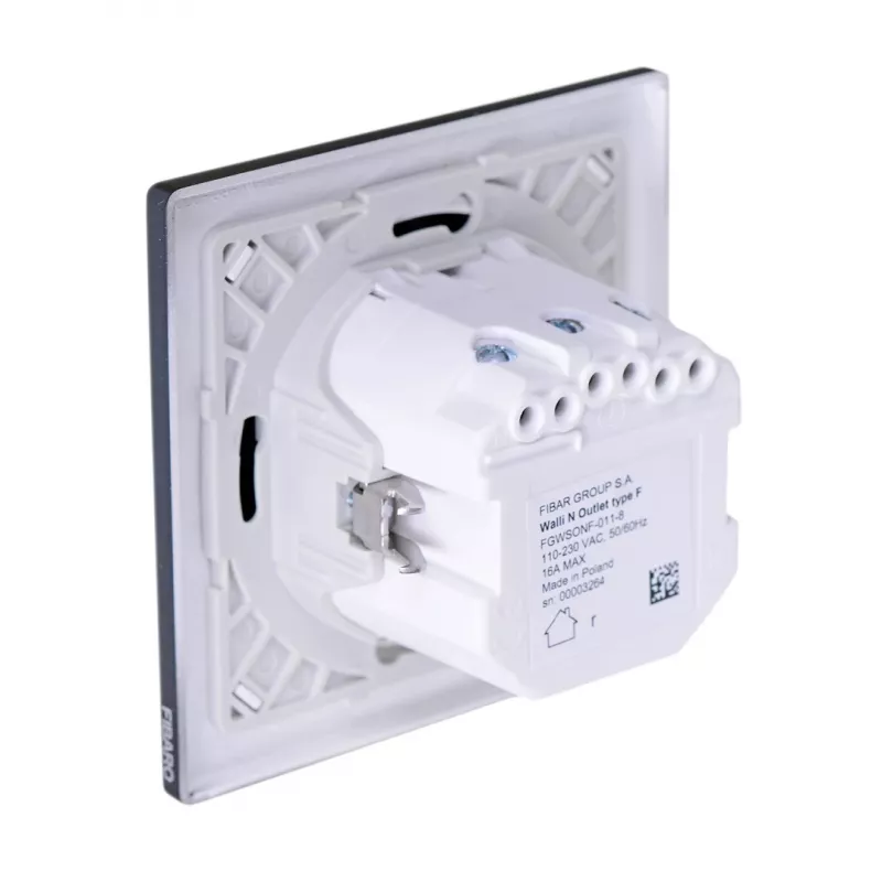 Kontaktligzda Type F Fibaro FGWSONF-011-8, 1 ligzda, 110–230V, 50/60Hz, melna