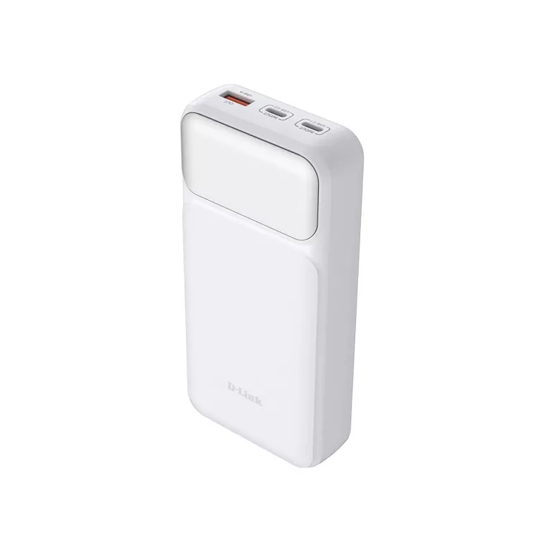 Ārējais akumulators D-Link DPP-201 — 20000 mAh, 1× USB-A, 2× USB-C, balts