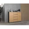 Kumode Topeshop 2D4S ANT/ART BA KPL — 4 atvilktnes, antracīts/ozols, 1200×400×970 mm, kokskaidu plātne