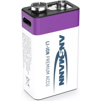 Ansmann ANS 1315-0005 - Litija-jona uzlādējams akumulators 9V bloks 340 mAh 9 V 1 gab. - Uzlādējams akumulators