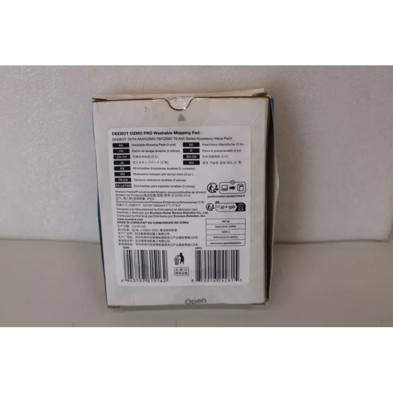 Ecovacs D-CC03-2115SO mazgājami mazgāšanas paliktņi, 3 gab., bojāts iepakojums