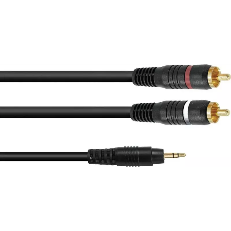 Audio adaptera kabelis Omnitronic 3,5 mm ligzda uz 2×RCA, 3 m (modelis 30225149)