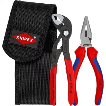 Mini knaibles, instrumentu jostas maciņā, knaibles Sarkans/melns, 2-daļīgs