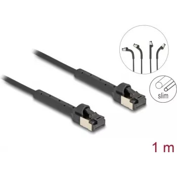 Tīkla kabelis DeLOCK RJ45 plāns Cat.8.1 U/FTP 1m Melns