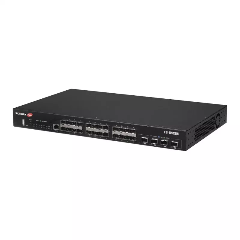 Tīkla slēdzis EDIMAX FS-5428X — 24 Gigabit SFP porti, 4 × 10GbE SFP+ porti