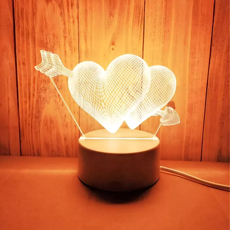 Naktslampa Extralink HOME 3D Optiskā Ilūzija 'Caurdurtas Sirdis' USB gultas lampa