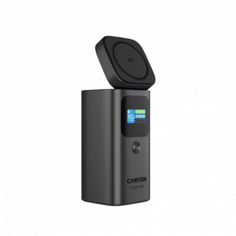 CANYON Qi2 magnētiskais barošanas bloks OnPower 150 15000mAh Alumīnijs Tumši pelēks