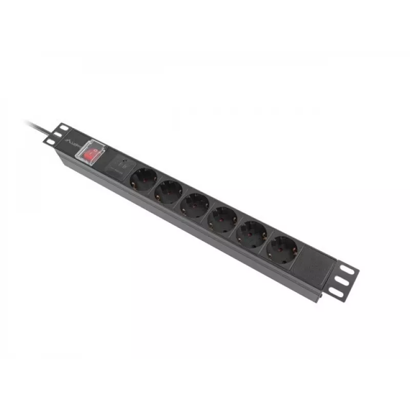 Lanberg PDU-05F-0200-BK Strāvas sadales bloks (PDU) 5 maiņstrāvas rozetes 1U Melna