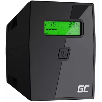 Nepārtrauktās barošanas avots Green Cell UPS02 0,8 kVA (480 W) Line-Interactive, LCD, 2x F tipa kontaktligzdas, USB-B, RJ-45, RJ-11