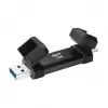 USB zibatmiņa Silicon Power DS72 1 TB, USB 3.2 Gen 2 Type-A / Type-C, alumīnija-gumijas korpuss, melns
