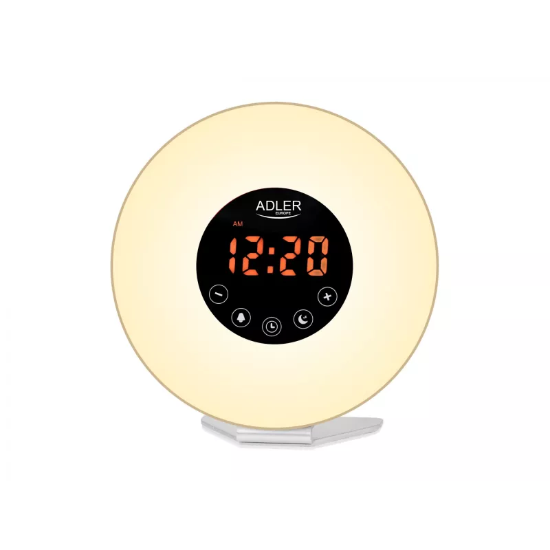 Modinātājpulkstenis Wake‑Up Light Adler AD1916 ar saullēkta simulāciju un FM radio