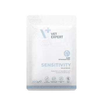 Mitrā kaķu barība VETEXPERT Veterinary Diet Sensitivity paciņa 100 g — mežacūka, bez graudiem, pieaugušiem kaķiem