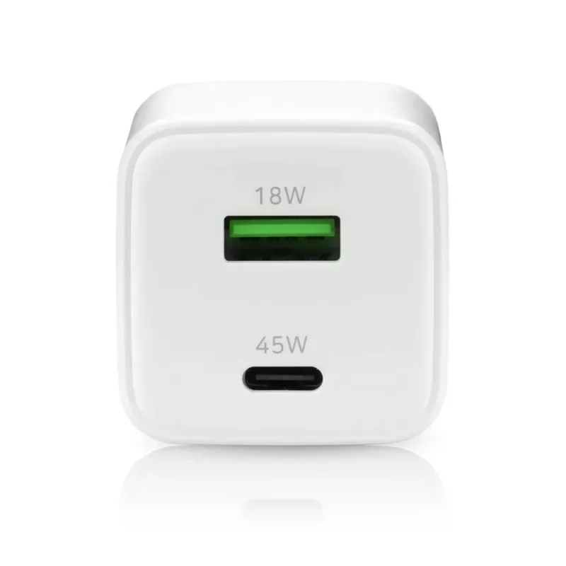 Sienas lādētājs everActive SC-450Q 45W 1×USB-C 1×USB-A Balts
