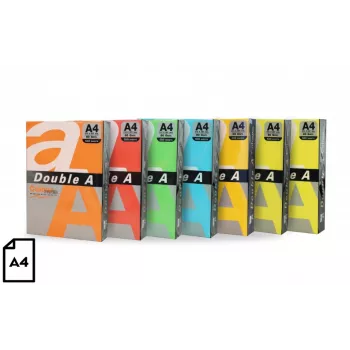 Krāsains papīrs Double A, 80g, A4, 100 loksnes, Rainbow 5, 5 krāsas