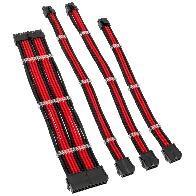 Kolink Core standarta pīta kabeļa pagarinātāju komplekts - Jet Melns / Racing Red, 24‑pin + 8‑pin + 6+2‑pin + SATA