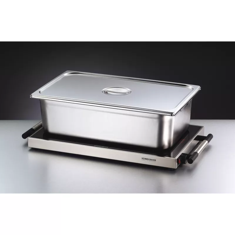 Rommelsbacher WPR 305/E pārtikas sildītājs — 300 W, 230 V, nerūsējošais tērauds, stikla korpuss, 640×345×50 mm