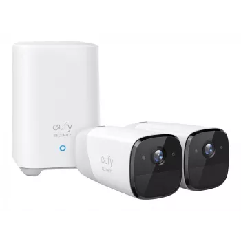 Eufy Security, eufyCam 2 Pro bezvadu mājas drošības kameru sistēma, 365 dienu akumulatora darbības laiks, HomeKit saderība, 2K izšķirtspēja, IP67 laikapstākļu izturība, nakts redzamība, 2 kameru komplekts, bez ikmēneša maksas