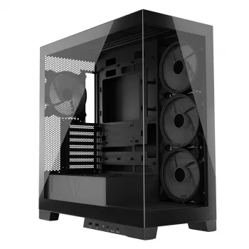 PC korpuss MODECOM Volcano SPACE APEX ARGB Midi Tower, rūdīts stikls, USB-C, atbalsta ATX/microATX/Mini-ITX, GPU līdz 430 mm, CPU dzesētājs līdz 180 mm