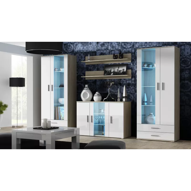 Cama Kumode 120 cm SOHO S7 sonomas ozols/balts glancēts