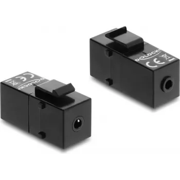 Keystone modulis DELOCK stereo ligzda, 3,5 mm, 4 kontaktu, uz stereo ligzdu, 3,5 mm, 4 kontaktu, melna