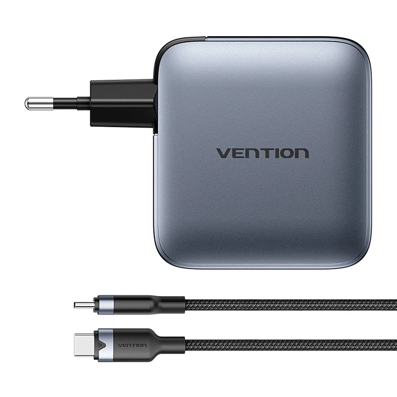 Vention strāvas lādētājs TZ-FETH0-EU 3× USB-C + 1× USB-A 100W, PD līdz 30W uz C, ieeja 100–240V