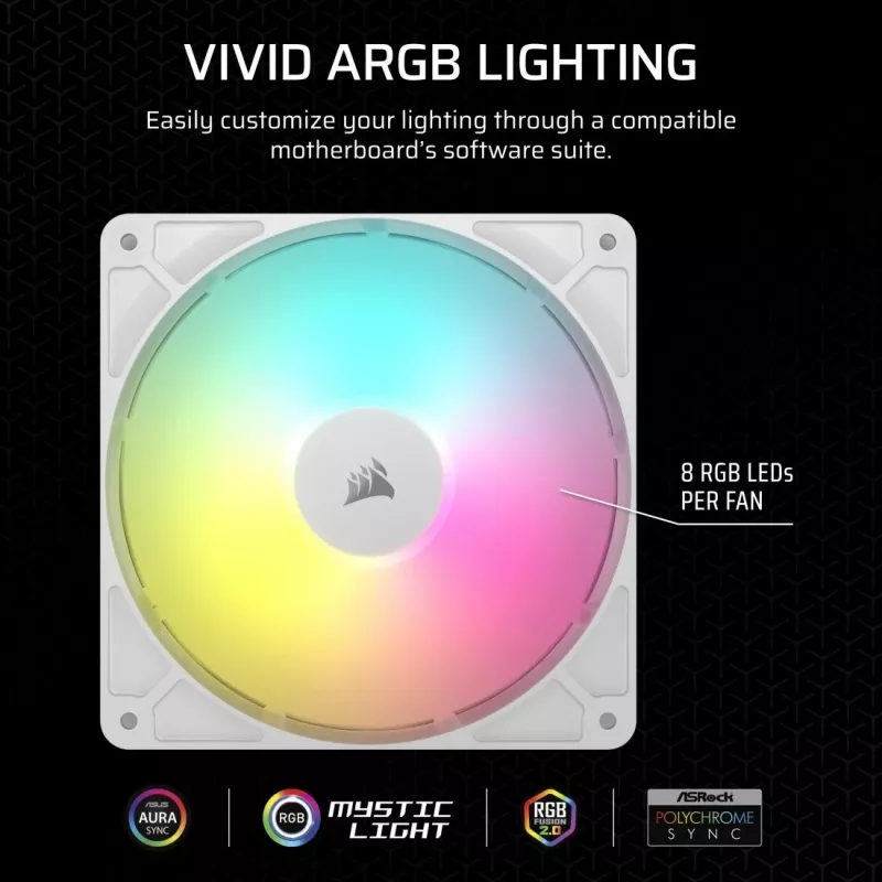 Ventilators Corsair RS140 ARGB 14 cm balts 330-1700 RPM