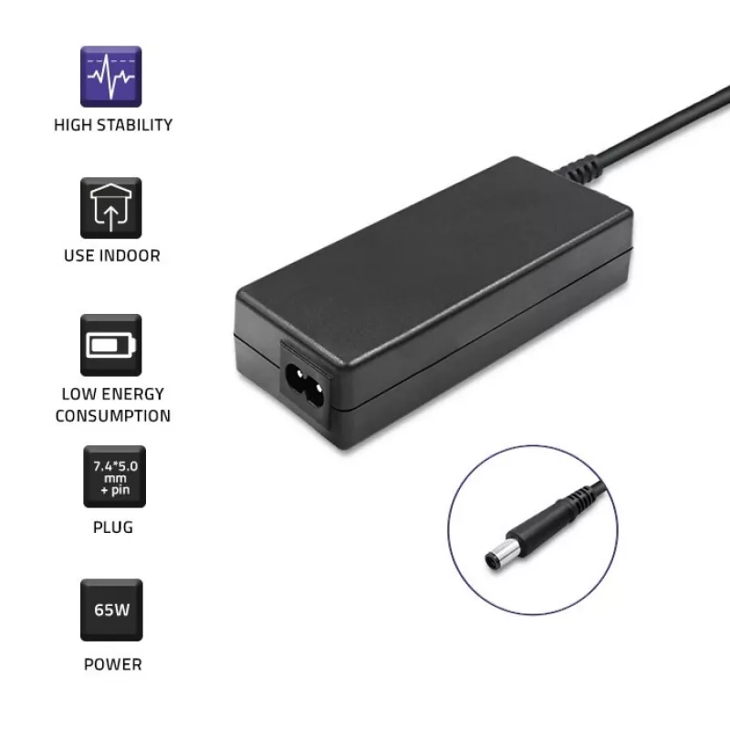 Qoltec 51519 (7.4x5.0mm + tapa) 65W 3.34A 19.5V maiņstrāvas lādētājs Dell piezīmjdatoriem