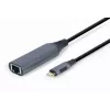 Tīkla adapteris Gembird A-USB3C-LAN-01 Type-C USB 3.2 Gen 1, Gigabit RJ-45, 0,15 m kabelis, metāla korpuss, pelēks/melns