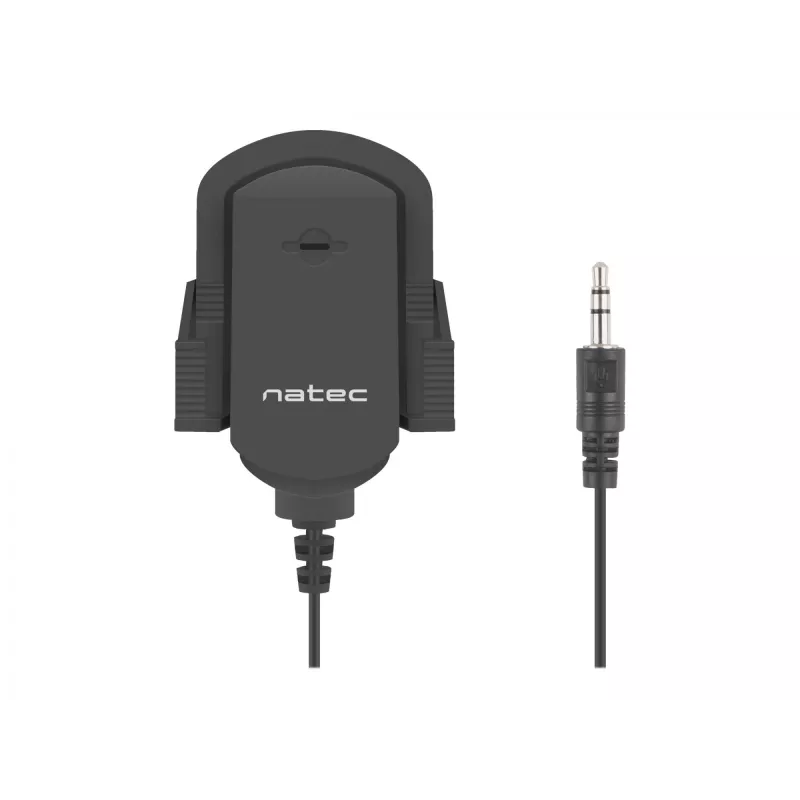 Piespraužams mikrofons NATEC NMI-1352, vadu 3,5 mm, jutība -58 dB, 50–16000 Hz, 1,8 m kabelis, 20 g