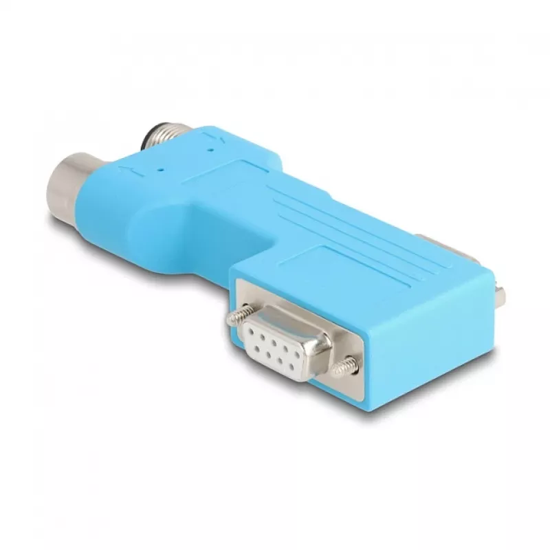 DELOCK D-Sub 9 vīrišķais/sievišķais uz M12 5-pin A-kodēts CAN kopnes sadalītājs 90° zils