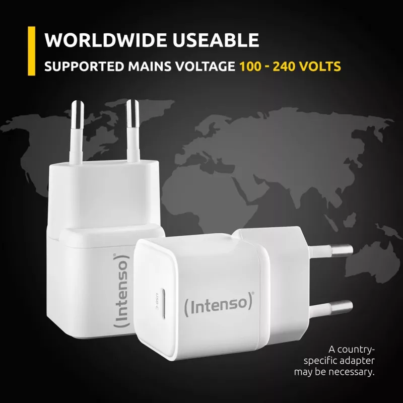 Mobilās ierīces lādētājs Intenso 7803032 maiņstrāvas ātrais lādētājs, balts
