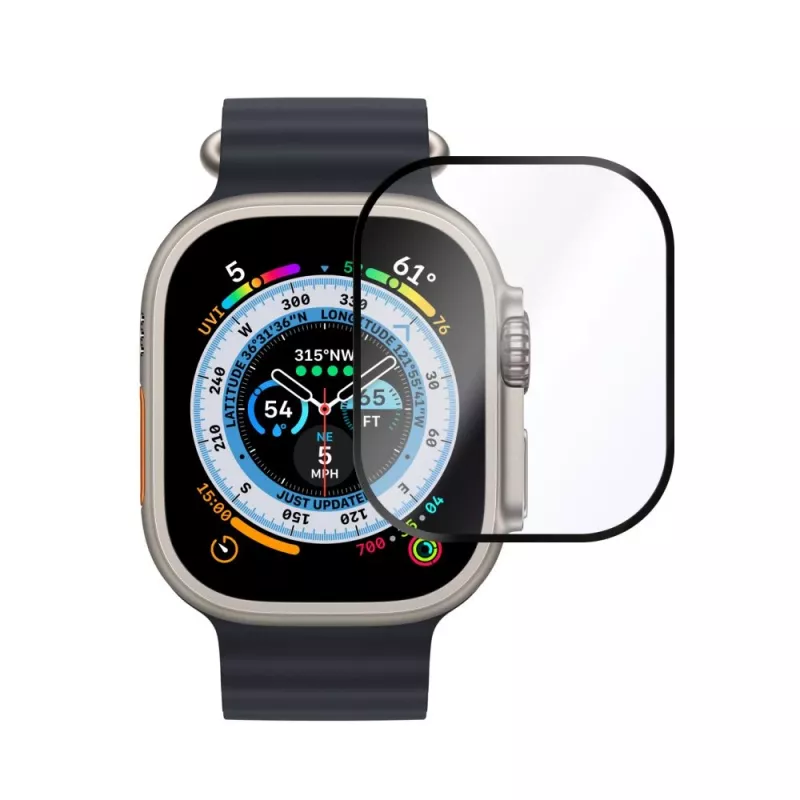 Fiksēts | Armor rūdīts stikls Apple Watch Ultra 49mm/Ultra 2 49mm | Melns