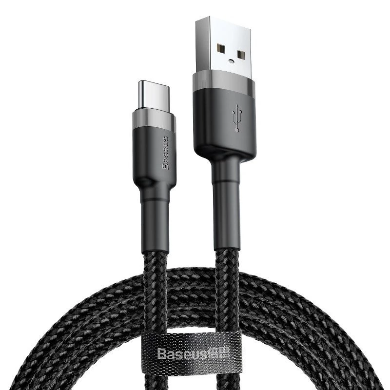 Baseus Cafule USB uz USB-C 3A 1m (pelēks-melns)