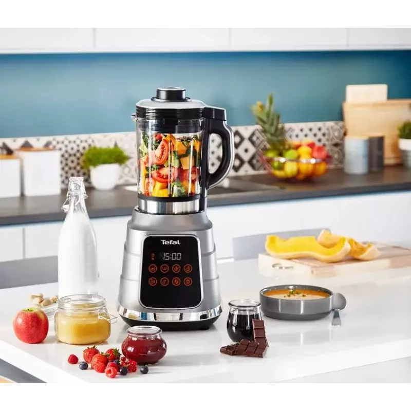 Galda blenderis Tefal BL985A31 — 1300 W, 1,75 L stikla trauks + 2 L Tritan trauks, Trip'Ax 6 spārnu nerūsējošā tērauda asmeņi, vakuuma blendēšana