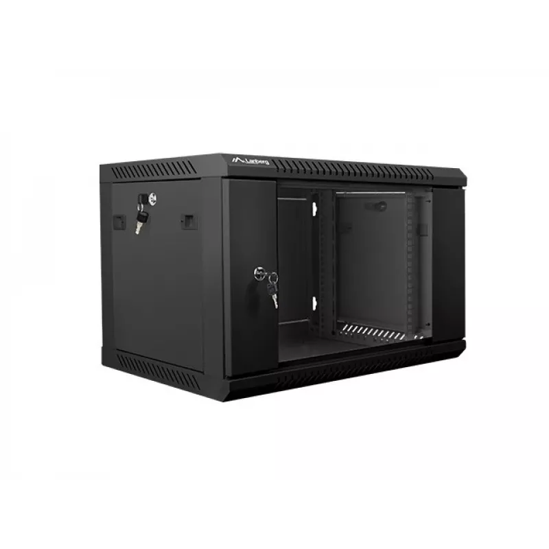 Sienas stiprinājuma skapis LANBERG WF01-6406-10B, 6U, 19 collu, 600×374×450 mm, melns, 60 kg