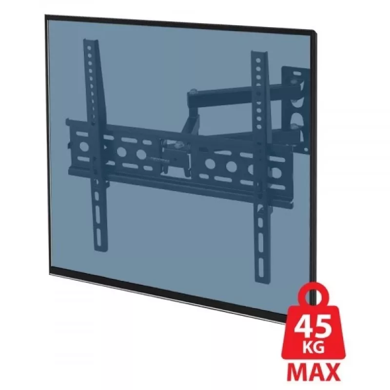 Wall TV mount ESPERANZA ERW016 for 70 inch TVs, Melns, 45 kg capacity, VESA 75x75–400x400, tilt 15°