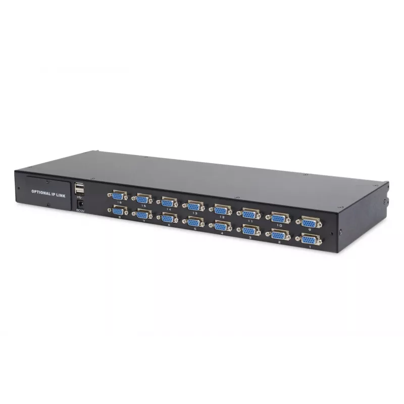 DIGITUS DS-72211-3US 19 collu 16 portu LCD KVM plaukta konsole