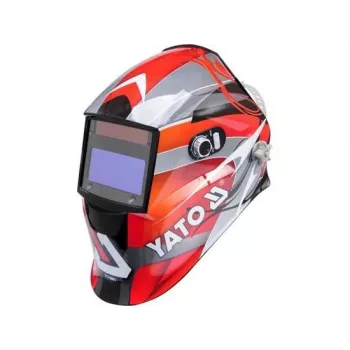 Metināšanas ķivere YATO YT-73921 ar automātiski tumšojošu filtru, tonis 9–13, PC apvalks, skata laukums 4,3×9,8 cm, baterija 3 V