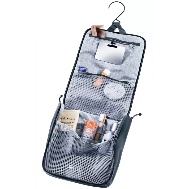 Ceļojumu tualetes piederumu soma DEUTER Wash Center II, kompakts organizators tualetes piederumiem, melns