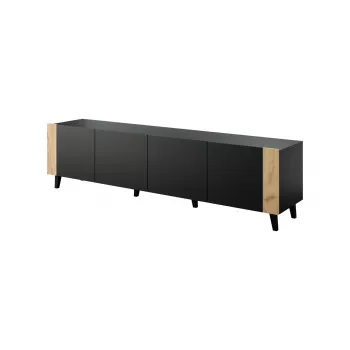 TV skapis FARO 200x42x52 melns matēts + ozols craft