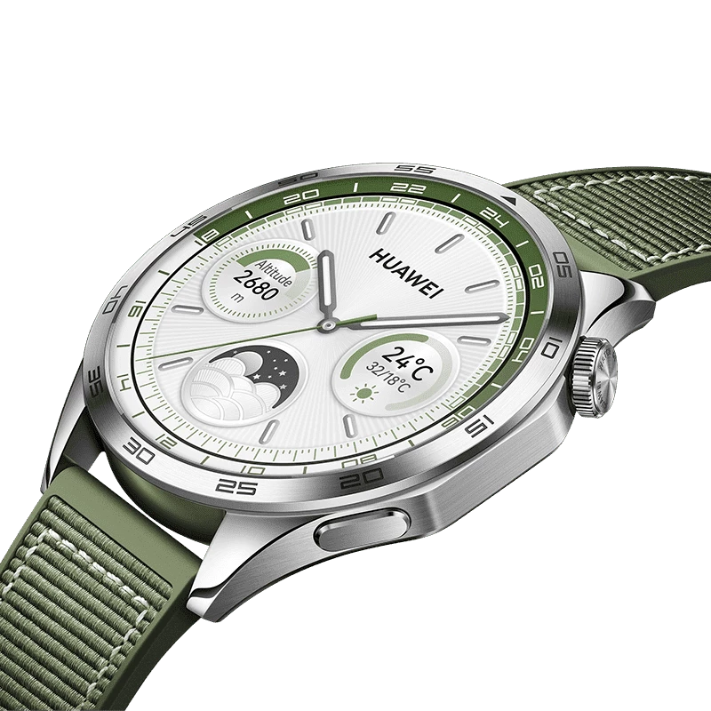 HUAWEI WATCH GT 4 viedpulkstenis 46 mm, 1,43" AMOLED, GPS, līdz 14 dienām akumulators, Android un iOS, nerūsējošais tērauds, zaļā krāsā