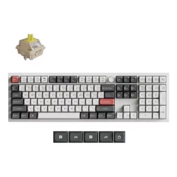 Mehāniskā tastatūra Keychron Q6 Ultra 8K — Pilnizmēra 100%, USB + RF bezvadu + Bluetooth, RGB, balta