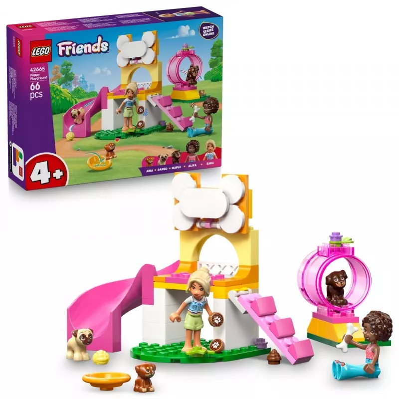 LEGO Friends Kucēnu rotaļu laukuma konstruktors 42665, 66 gab., 2 minifigūras, vecums 4+